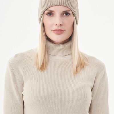 Bonnet tricoté unisexe en laine mérinos biologique et coton biologique