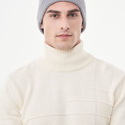 Unisex knitted beanie made from organic merino wool and organic cotton