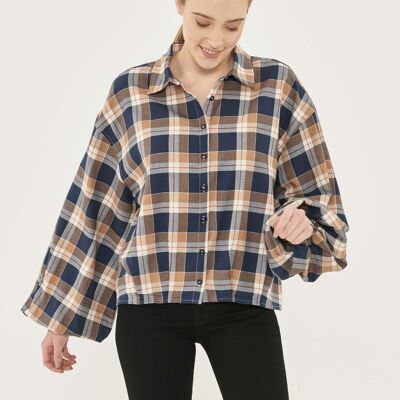 Chemise en flanelle de coton biologique à manches évêque