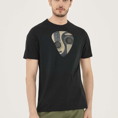 Camiseta de algodón orgánico con estampado de guitarras