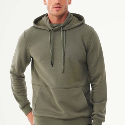 Sudadera con capucha confeccionada en algodón orgánico y modal con poliéster reciclado