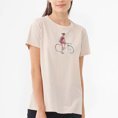 Camiseta de algodón orgánico con estampado de bicicletas