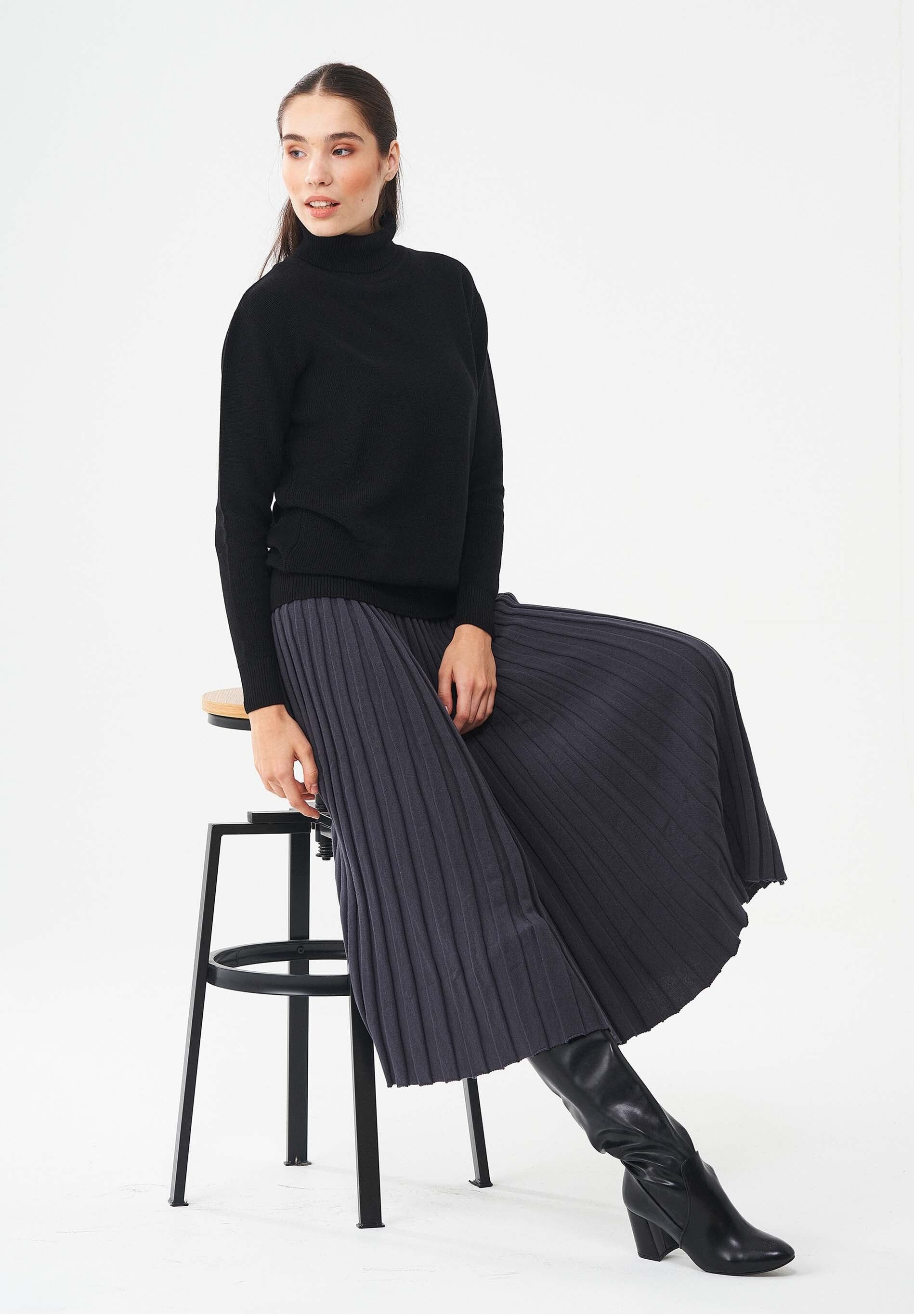 Maxi gonna lavorata a maglia in cotone biologico