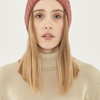 Gorro de punto unisex elaborado con lana merino orgánica y algodón orgánico.