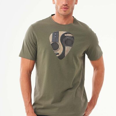 Camiseta de algodón orgánico con estampado de guitarras