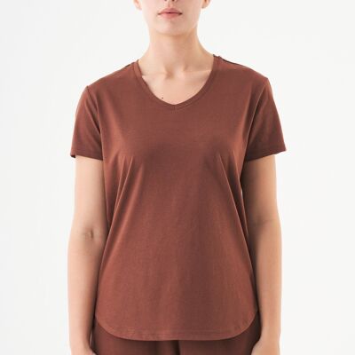TUBA- Camiseta básica de algodón orgánico con cuello en pico