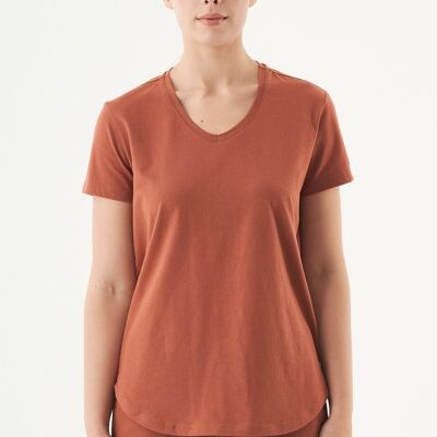 TUBA- Camiseta básica de algodón orgánico con cuello en pico