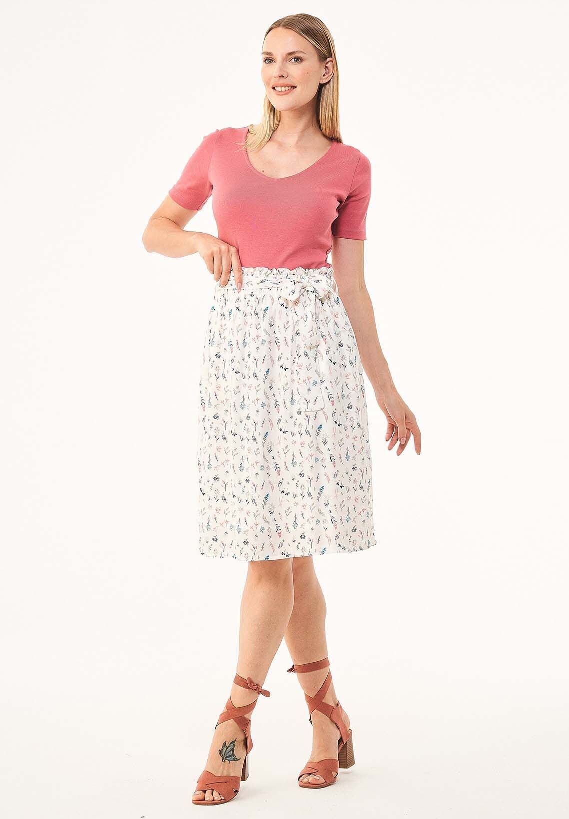 Gonna realizzata in cotone biologico e bambù con stampa all-over