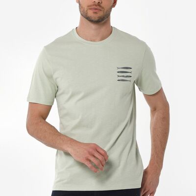 Camiseta de algodón orgánico con estampado de peces