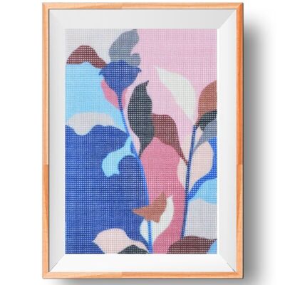 Kit punto croce fogliame rosa