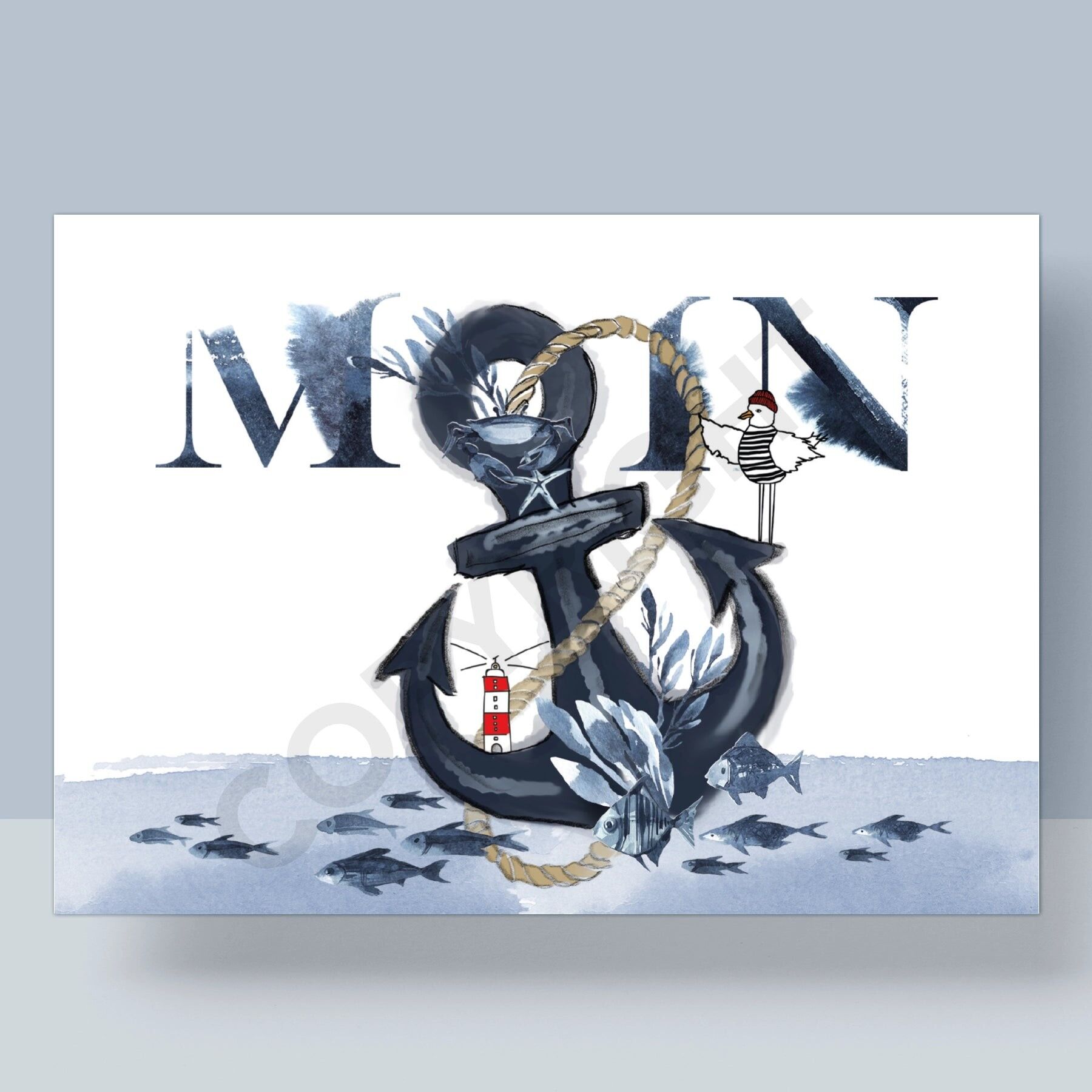 CARTOLINA - PENNELLO ANCORA MOIN