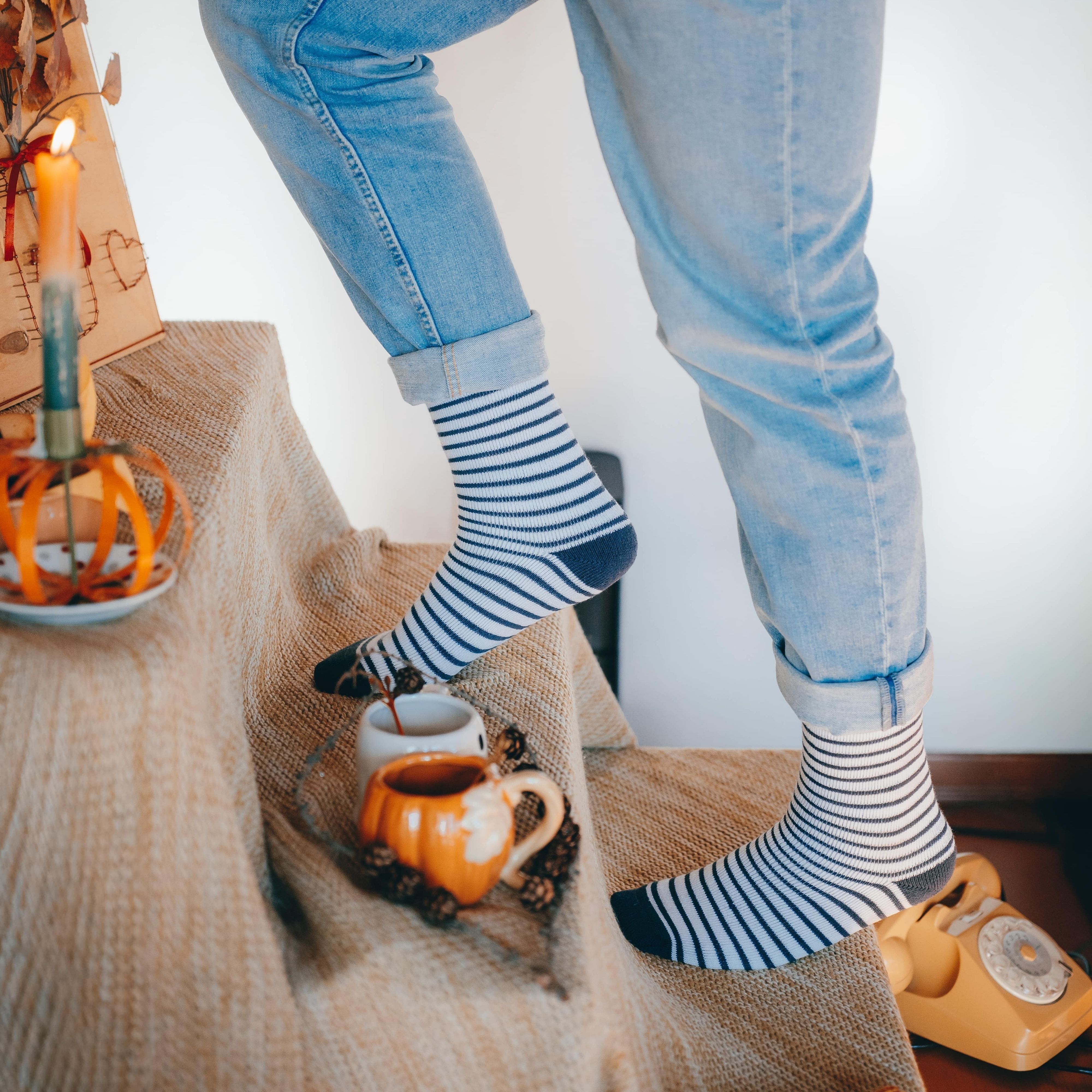 Calzas barco | Zapatillas calientes | Zapatillas azules | Bosque de Chaussettes