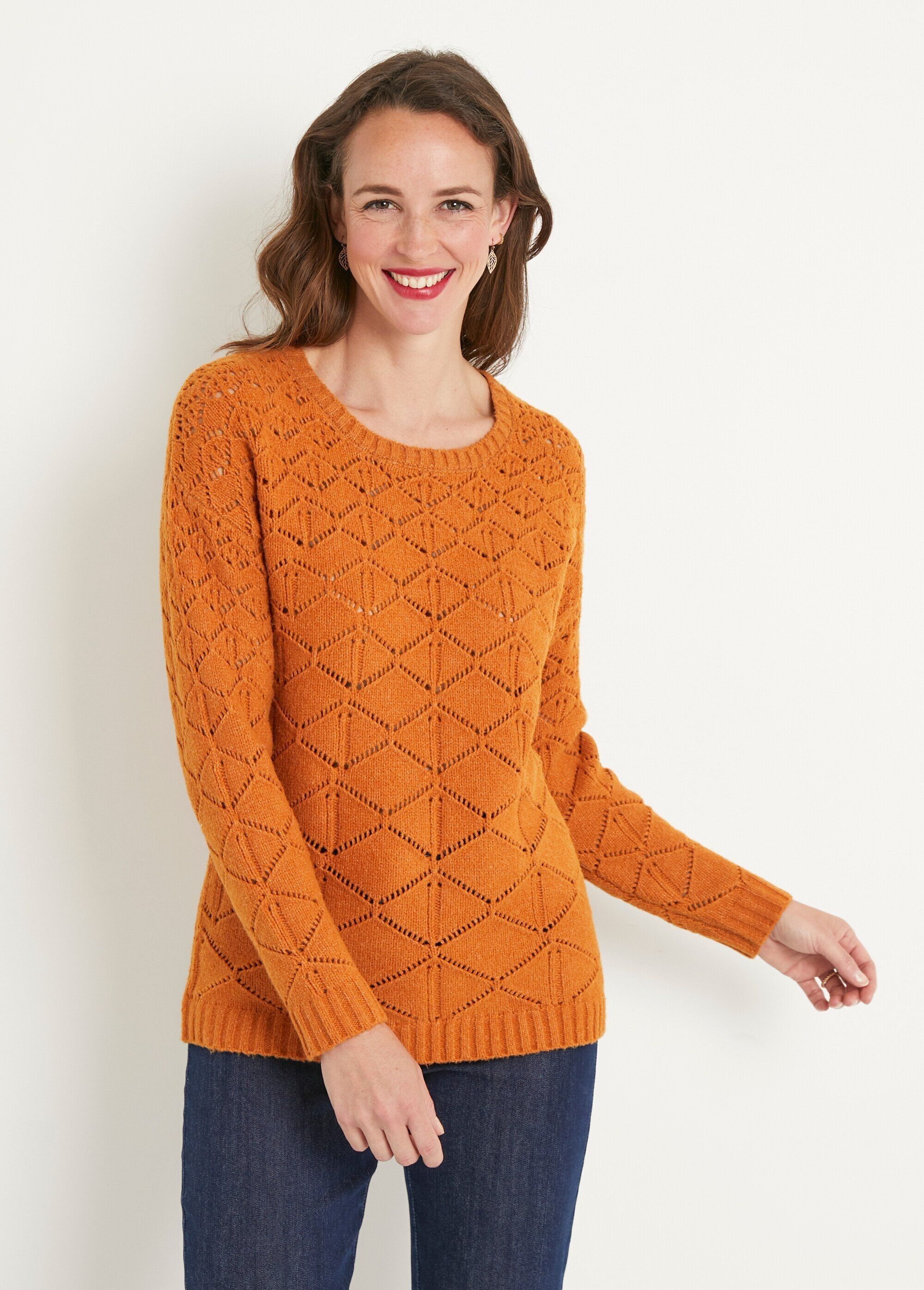 Maglia corta traforata girocollo maniche lunghe