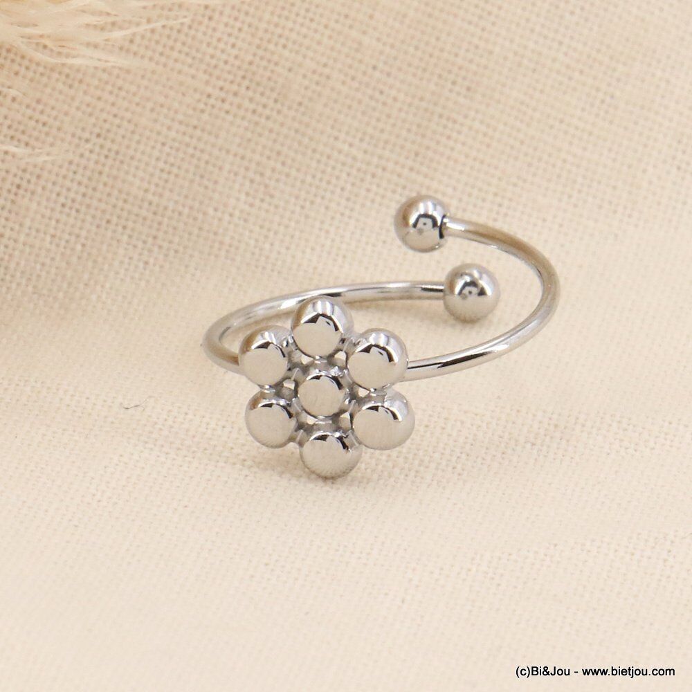 Anello sottile con margherita aperta in acciaio inox 0423076