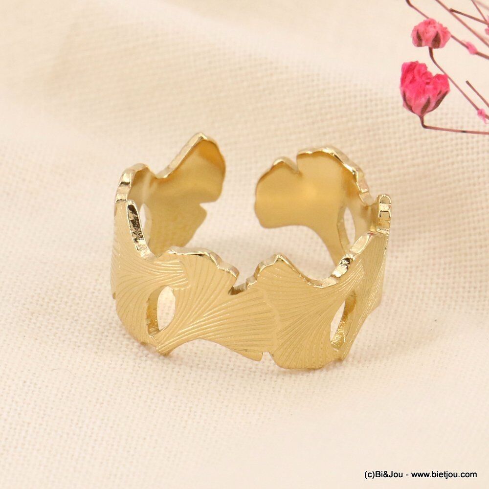 Anello corona foglia di banana in acciaio inossidabile 0423106