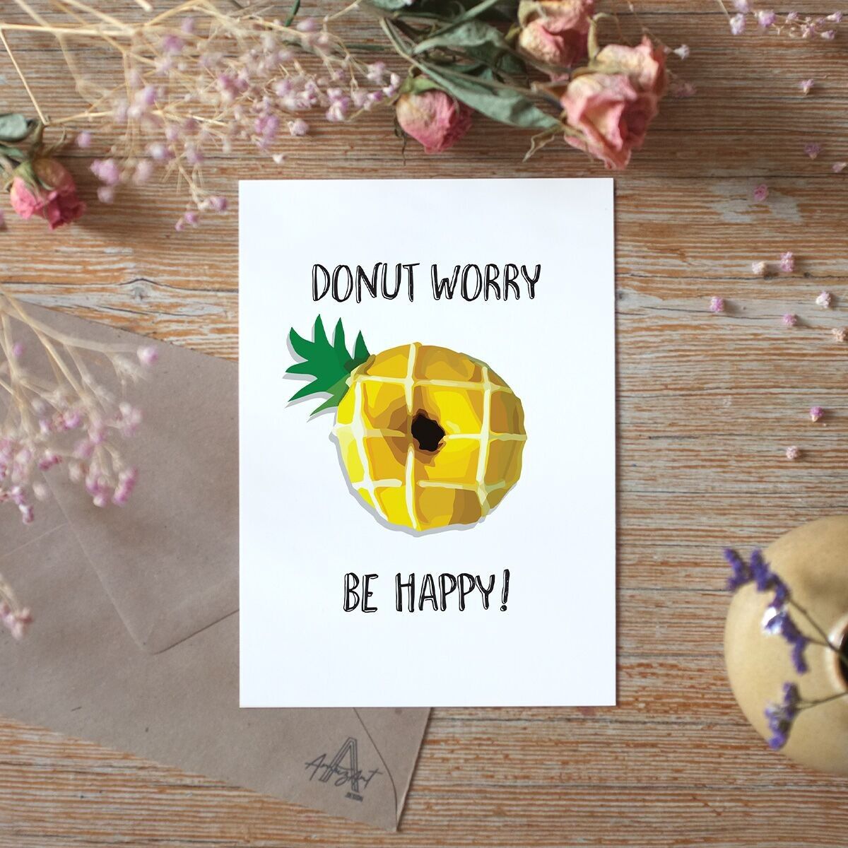 Donut Worry Be Happy - Biglietto di auguri