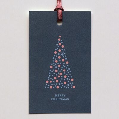 Etichetta regalo Tree At Night, con nastro di seta