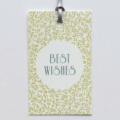 Gift tag Best Wishes, with silk ribbon