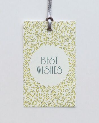 Étiquette cadeau Best Wishes, avec ruban de soie 1