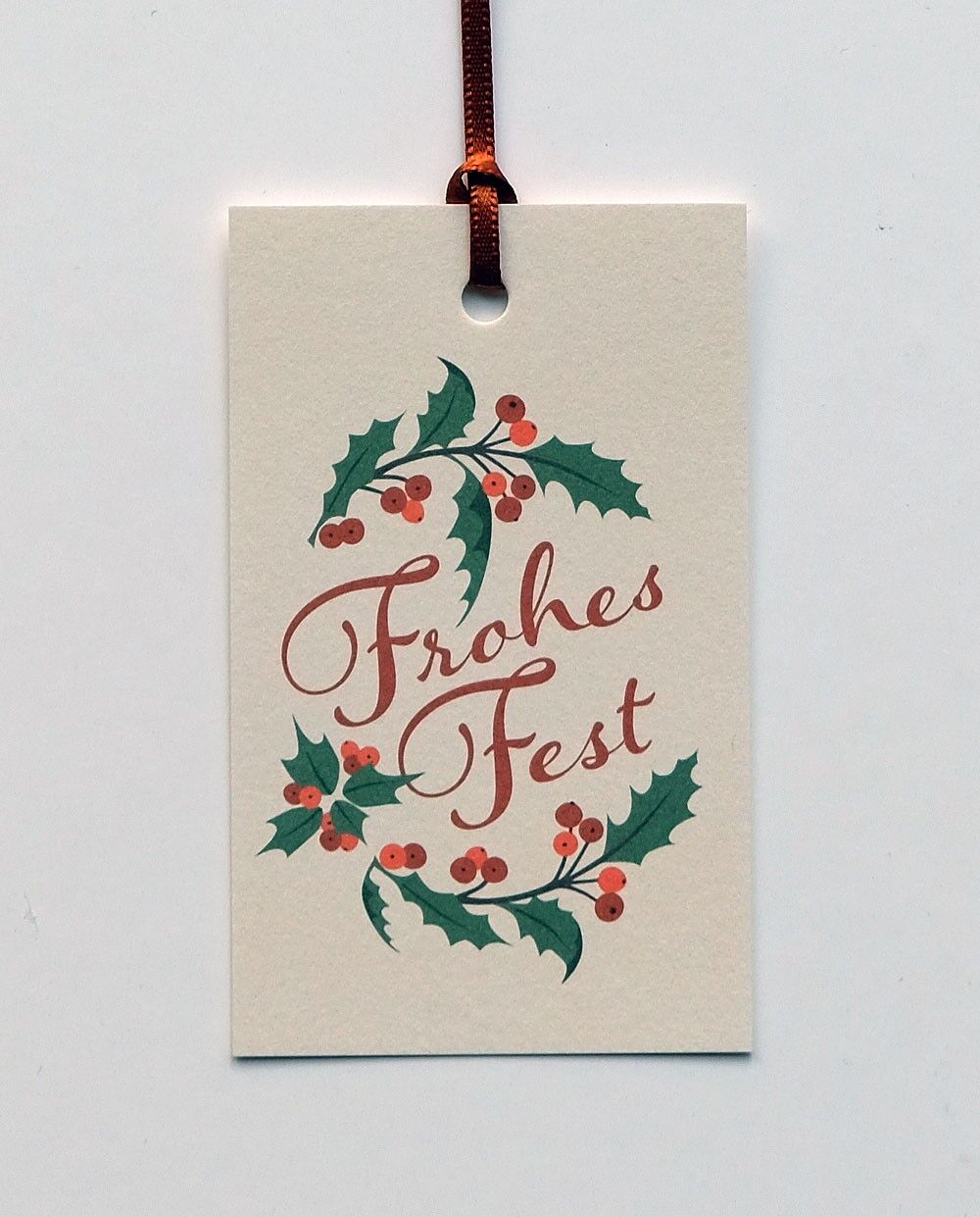 Geschenkanhänger Frohes Fest, mit Seidenband