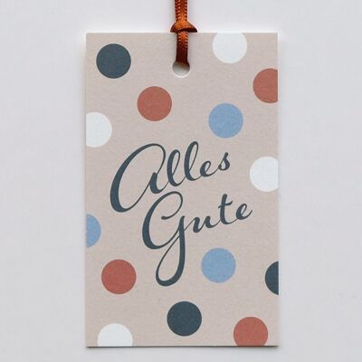 Gift tag polka dots, with silk ribbon