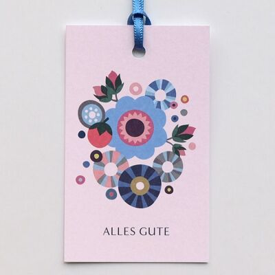 Flowers & Sweets gift tag, with silk ribbon