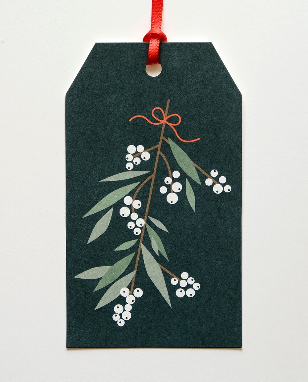 Geschenkanhänger Mistelzweig, mit Seidenband