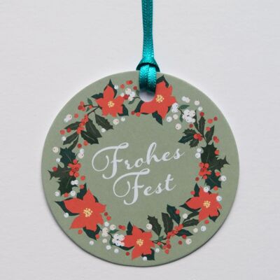 Gift tag Winter Rose, with silk ribbon