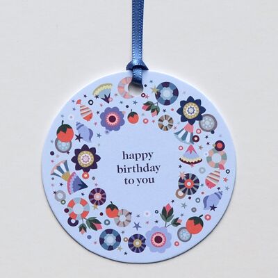 Gift tag Birthday Child, with silk ribbon