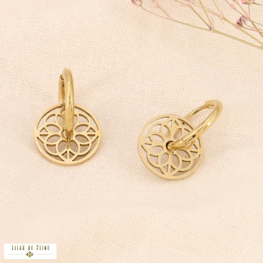 Creolenringe Rosetten Edelstahl 0322101