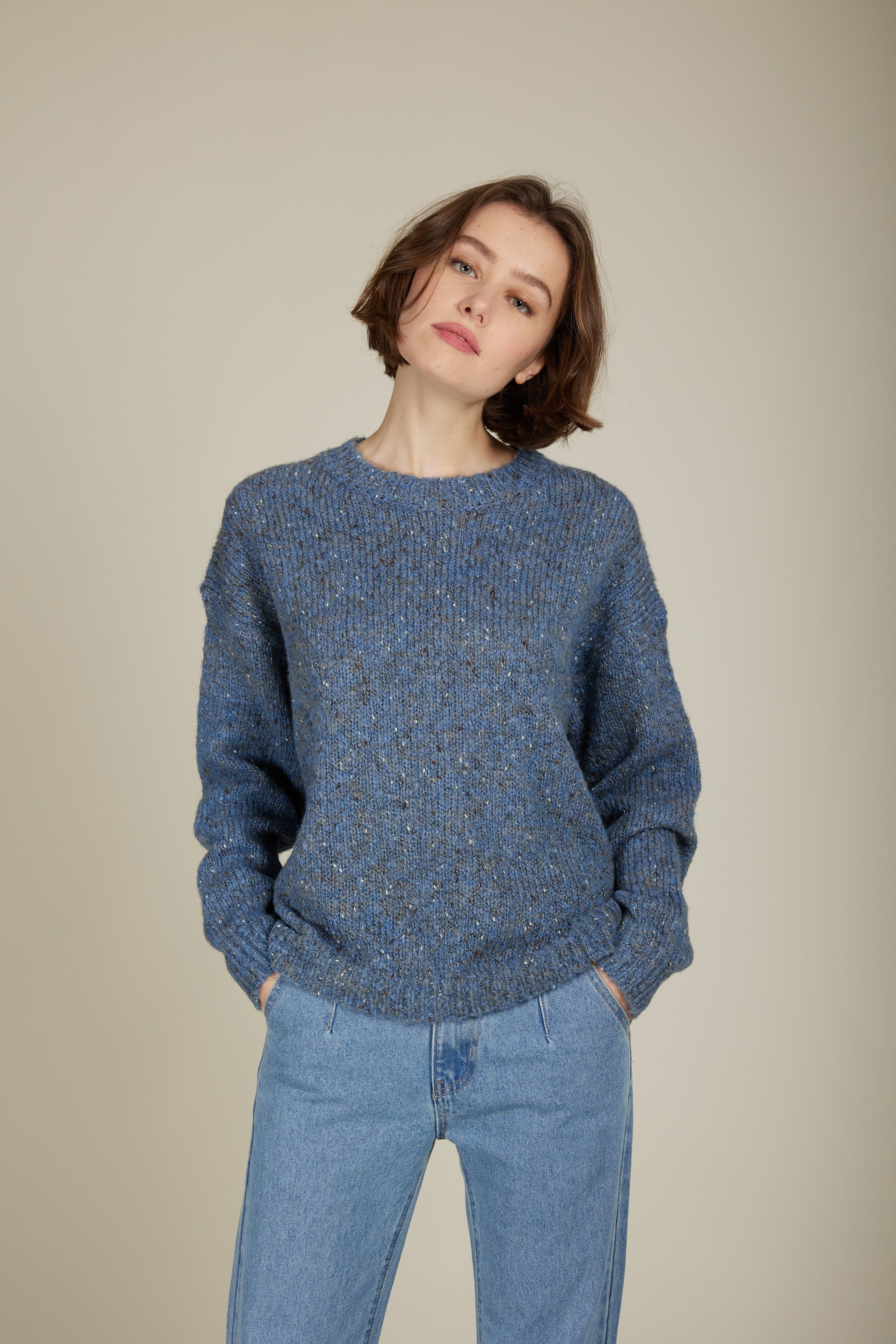 AMAYA - Maglione oversize a maglia grossa e bicolore