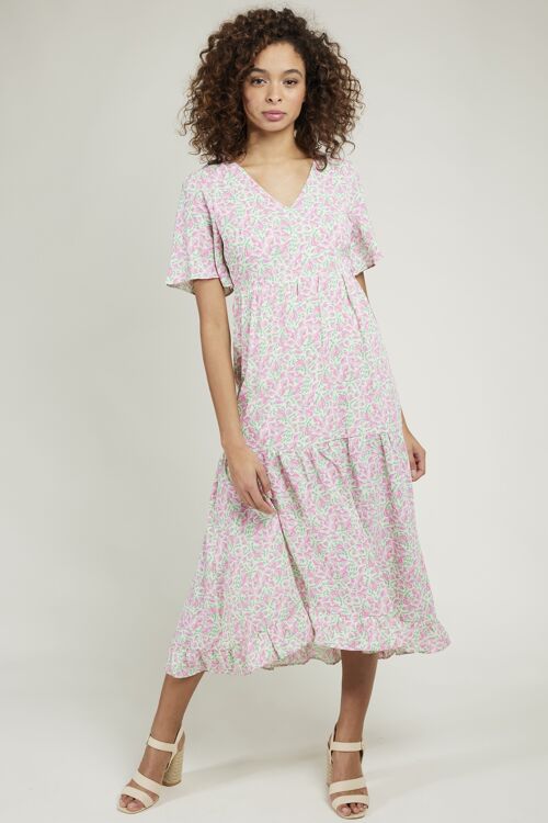 ANNICK - Robe longue dos nu a motif fleuri