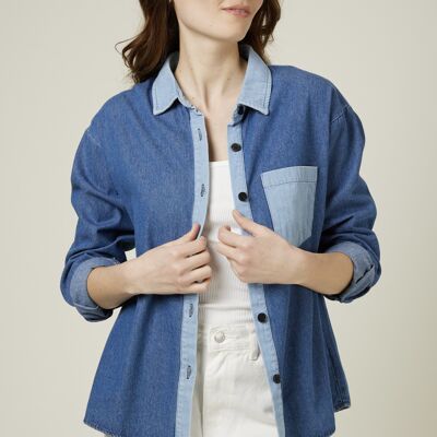 BELLESTAR - Camicia in denim bicolore