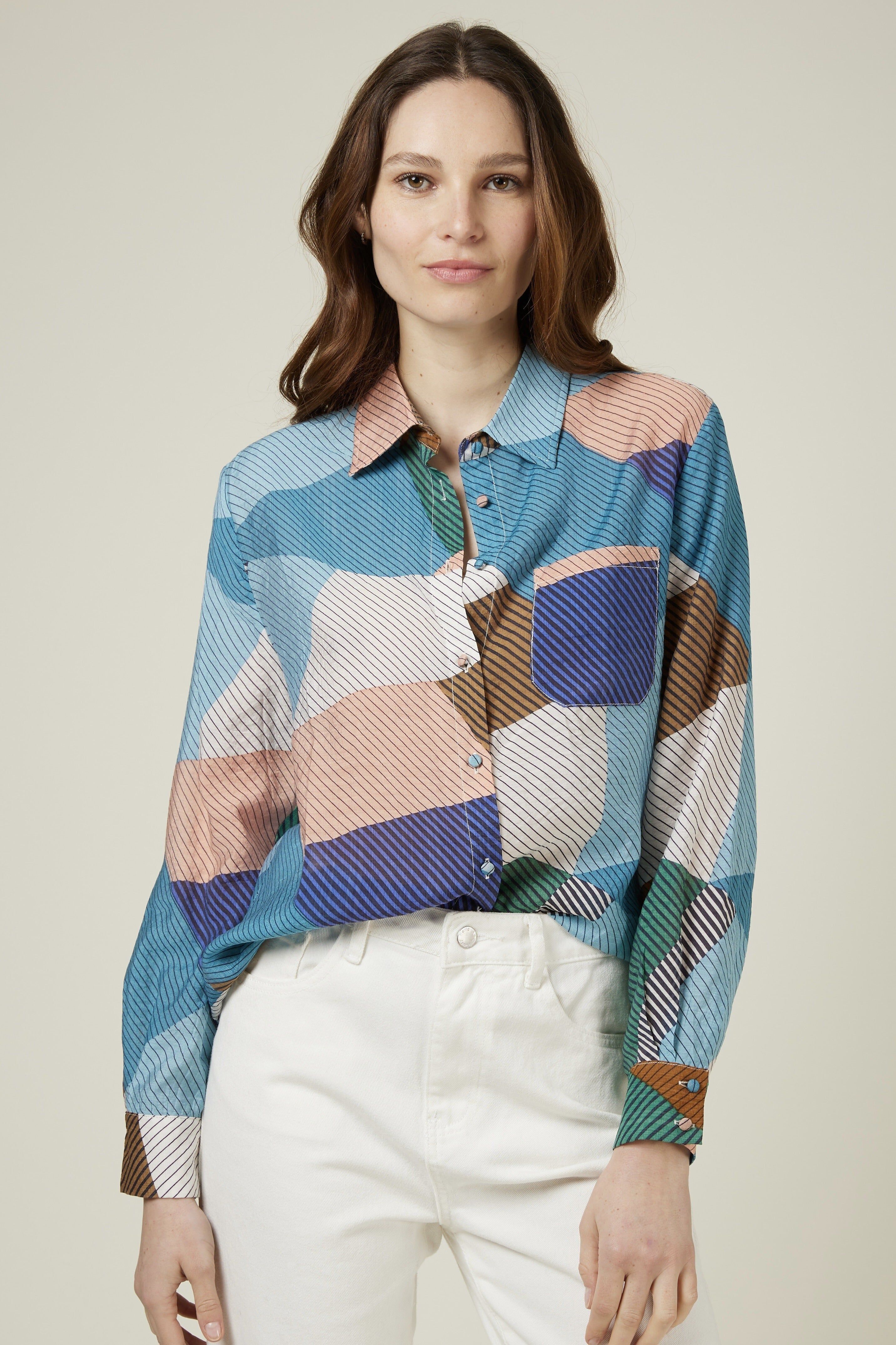 CAMERON - Camicia con stampa patchwork