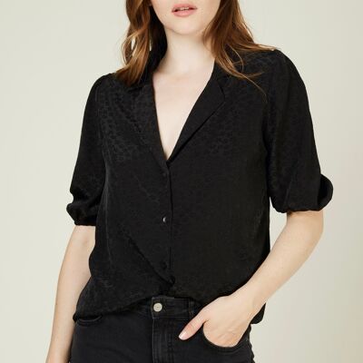 CELINE - Blusa con motivo jacquard floreale tono su tono