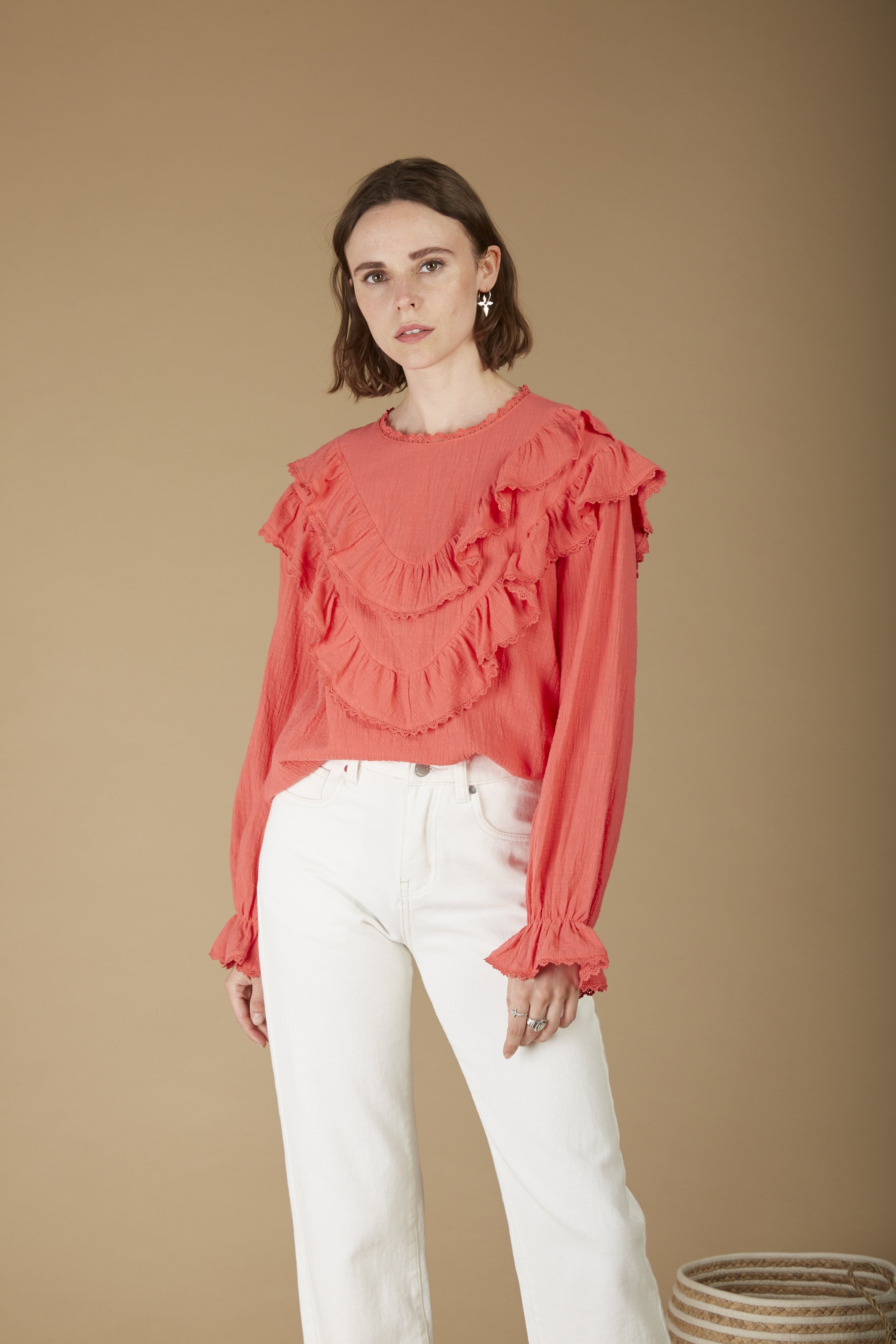 CHLOE - Blusa in cotone con volant