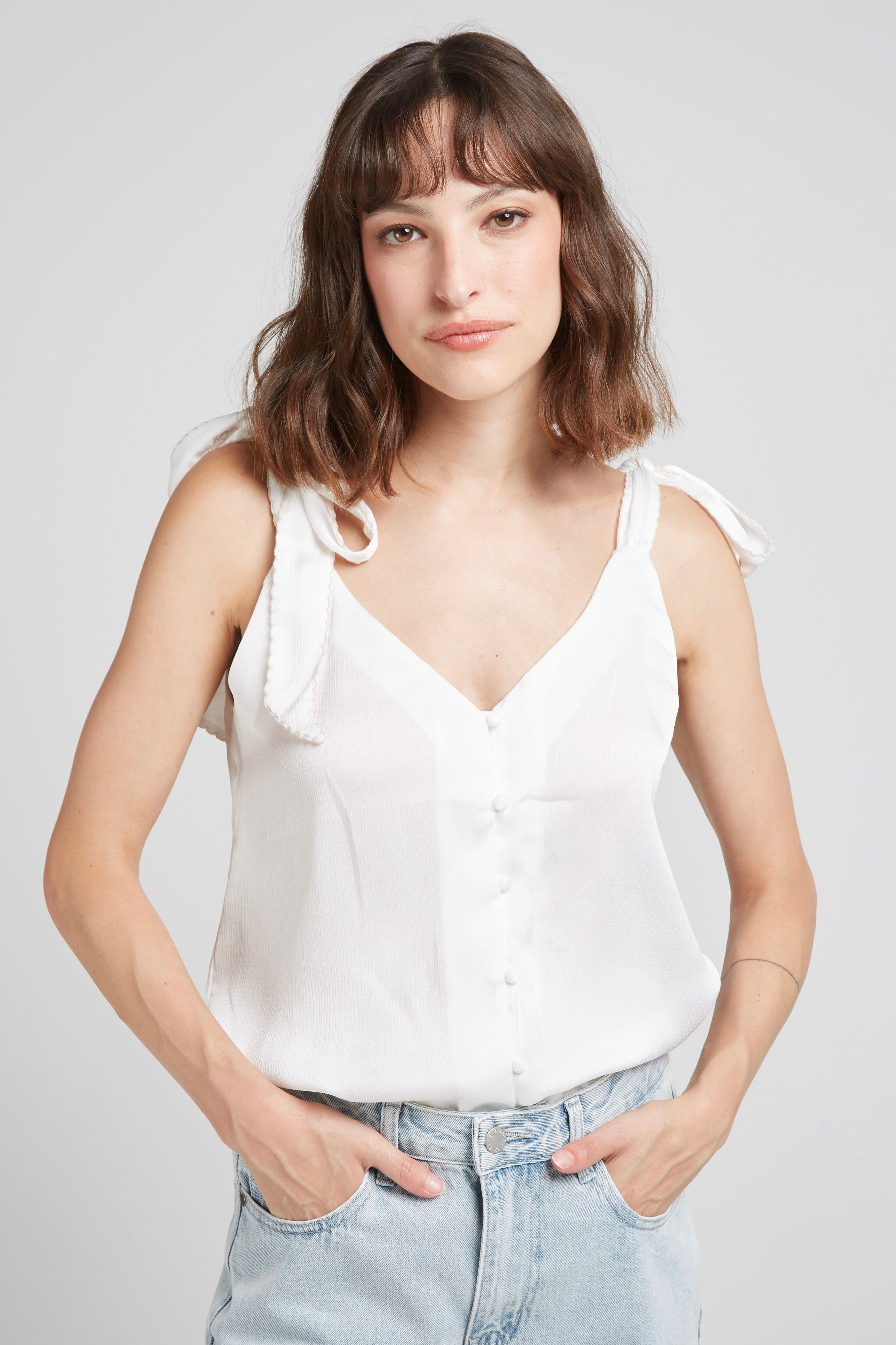 DELVON - Blusa smanicata con fiocchi sulle spalle