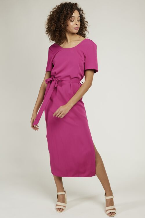 FALBALA - Robe longue fendue dos nu croisé