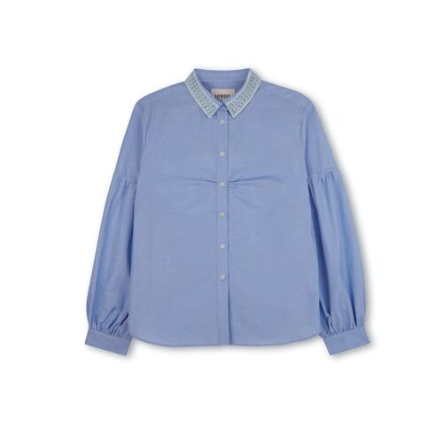 Edi Volume Sleeve Shirt, Pale Blue