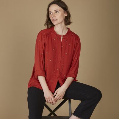 LIMA - Camicia floreale e piccolo pizzo sulle spalle