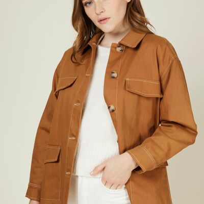 MOCA - Veste oversize mi-saison avec surpiqure et ceinture