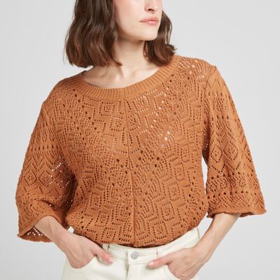 PLAISANCE - Maglia traforata con maniche ampie e corte