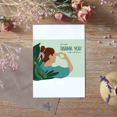Tarjeta de felicitación con un agradecimiento sencillo