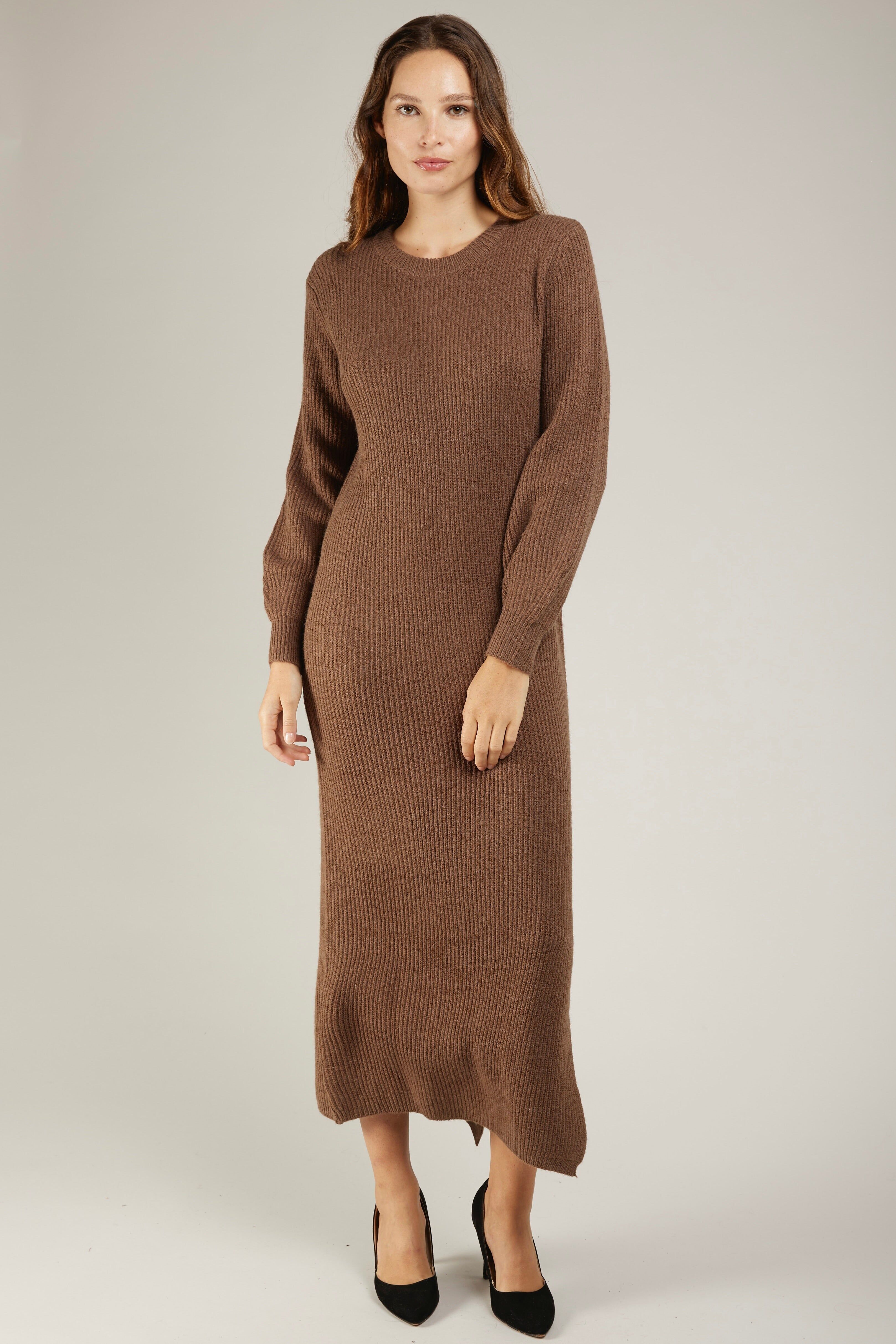 ROXIE - Abito lungo in maglia con spacco laterale