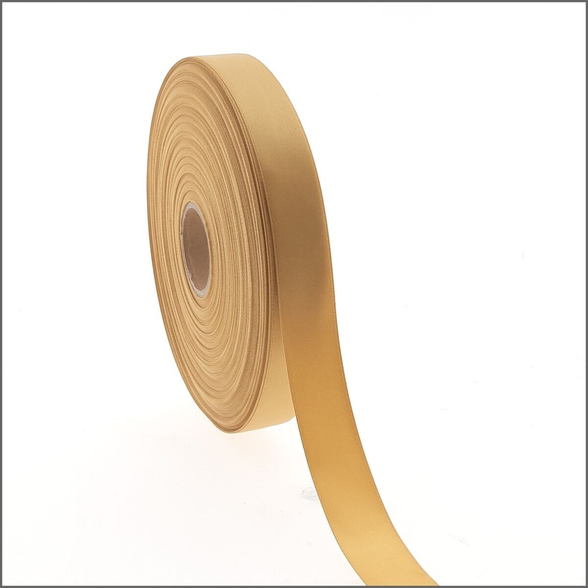 Ribbon - Double faced satin - gold - 25mm x 100m