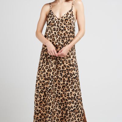 YULIA - Robe midi imprimé léopard