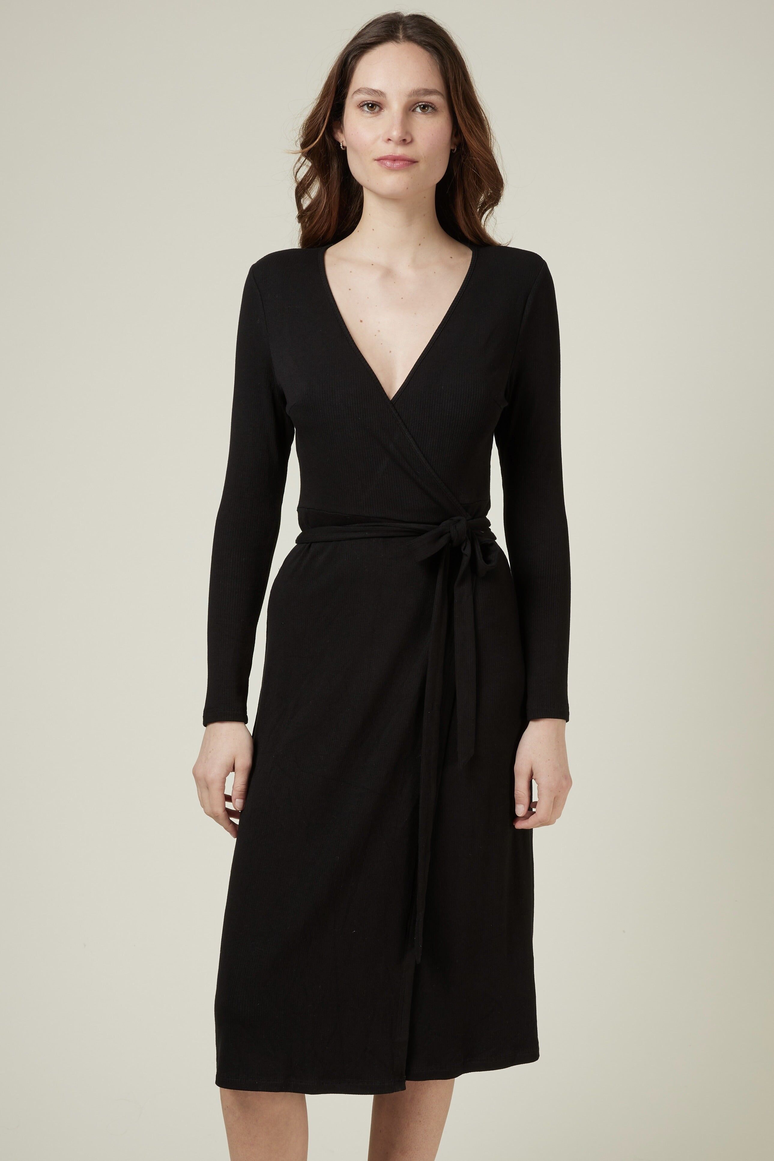 ZENDAYA - Abito midi a maniche lunghe con cintura