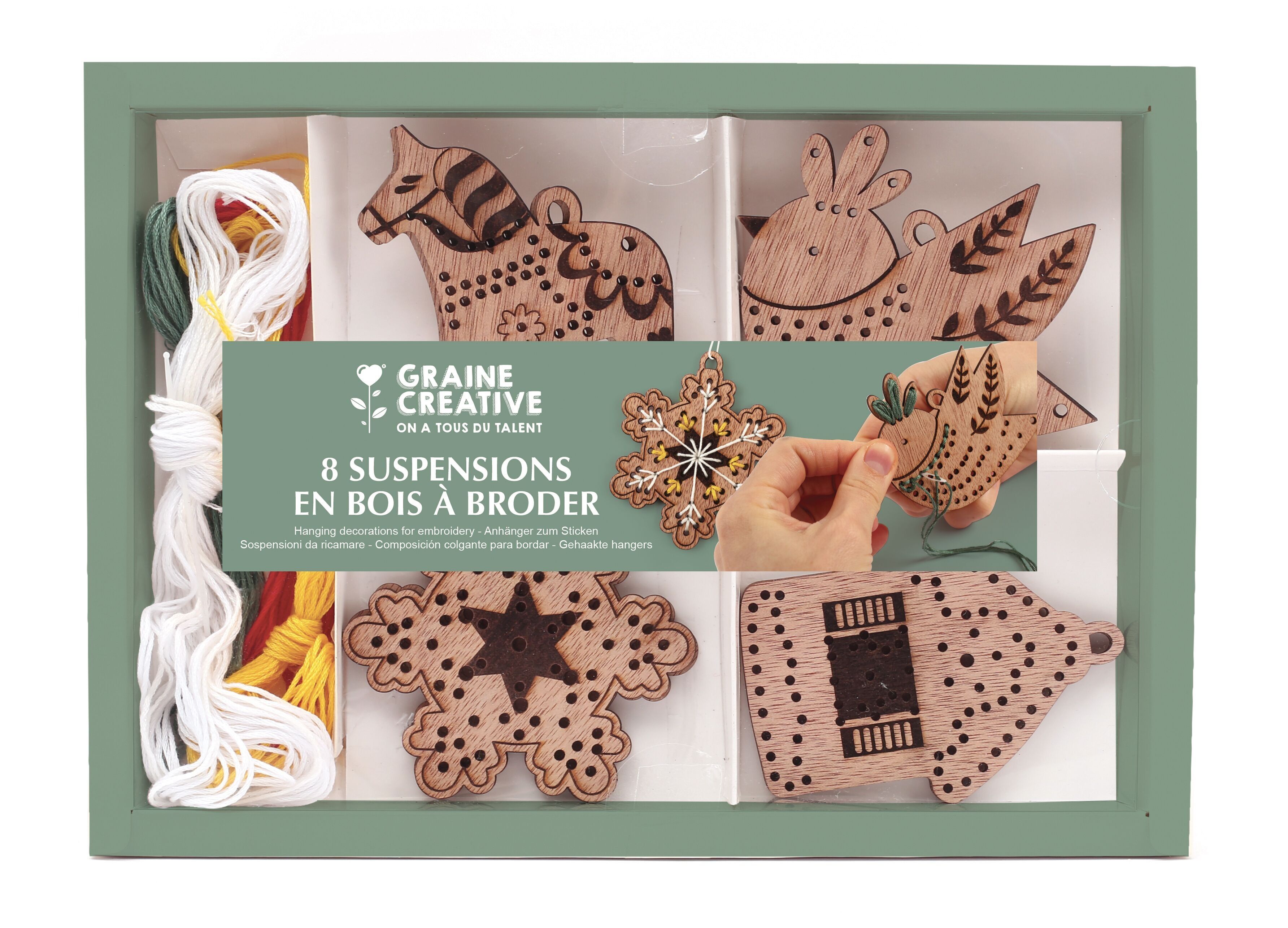 KIT 8 HOLZANHÄNGER ZUM STICKEN