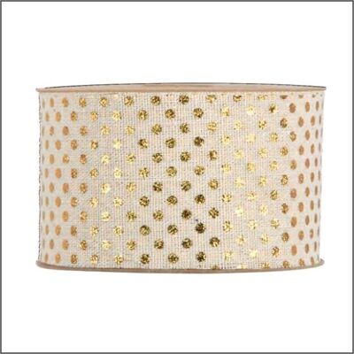 Ribbon - jute/gold - Dots - 63mm x 10m