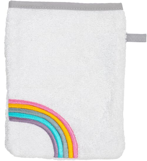 Waschhandschuh Regenbogen, weiß